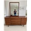 Image 1 : Mid Century Modern 9 Drawer Teak Dresser w/ Mirror 66 x 18 x 78