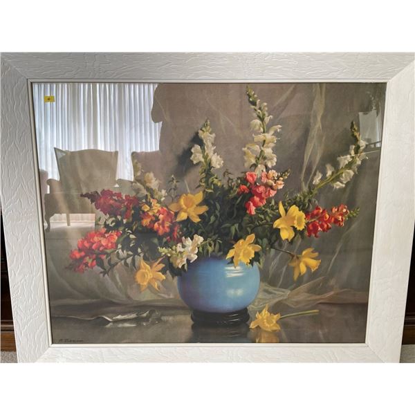 Wood Framed Decorative Floral Print 38 x 30