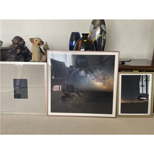 Trio of Framed Landscape Art Prints  22 x 20 Artist Unknown