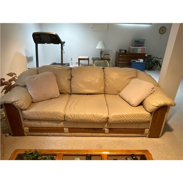 Ivory Leather Sofa 88 x 41x 32