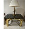 Image 1 : Brass & Glass End Table 31 x 22 x 16 w/ Brass Lamp