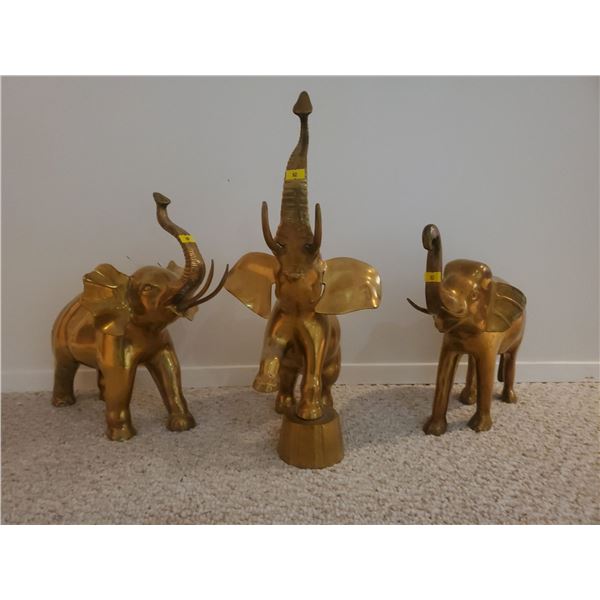 Brass Elephant Collection Handcrafted in India 9 x 19