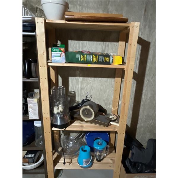 Wood Storage Shelf & It's Contents 30 x 16 x 63