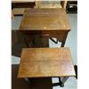 Image 1 : Vintage Singer Sewing Machine w/ Desk & Wood Piano Bench