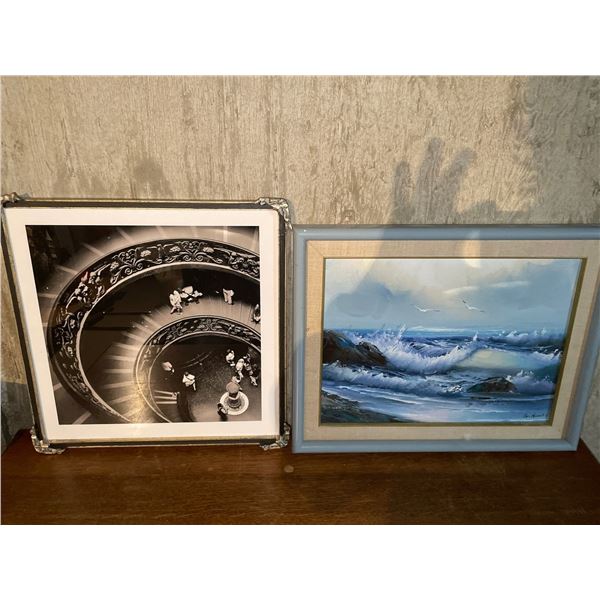 Framed Art Wall Hangings Waves Blue 17x17