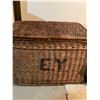 Image 1 : Large Woven Wicker Basket w/ Attached Lid