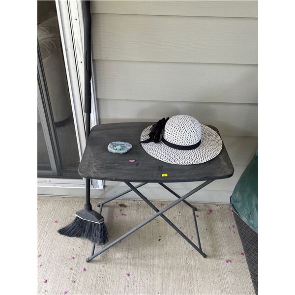 Outdoor Utility Table & Decorative Collectables