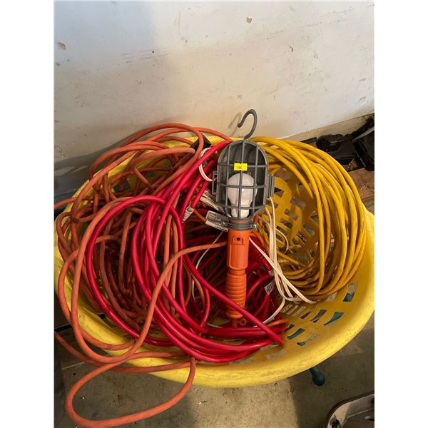 Basket of Assorted Indoor/Outdoor Extension Cords