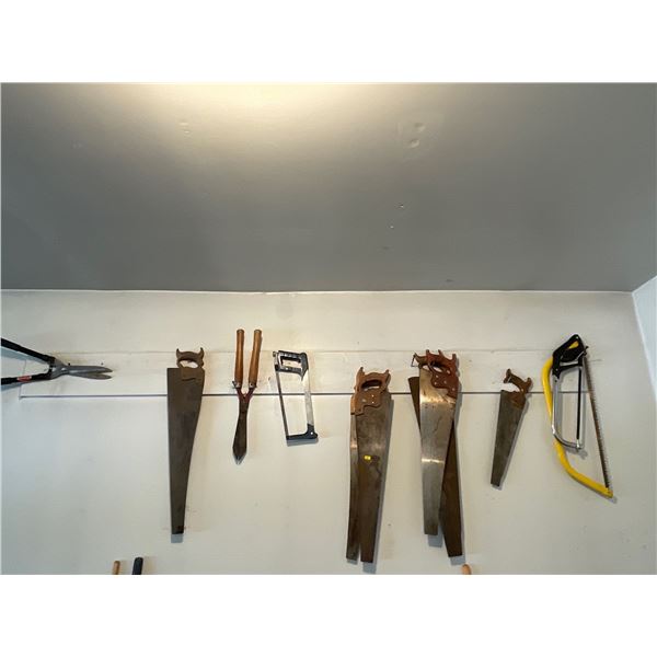 Assortment of Saws and Hedge Clippers