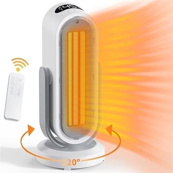 Lot of 1 Jialexin H1 Electric Ceramic Space Heater for Indoors - Oscillating Heater w/ Remote - NEW!