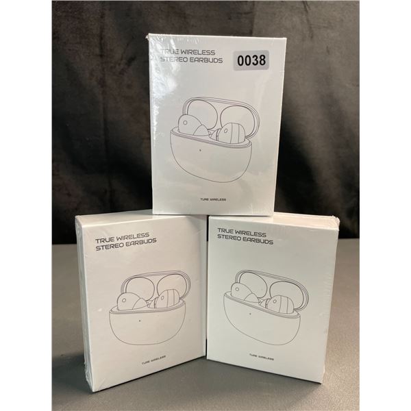 Lot of 3 Pairs of True Wireless Stereo Earbuds - Brand New Sealed
