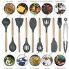 Image 5 : Lot of 1 Silicone Kitchen Cooking Utensil Set - Black Colour w/ Wooden Handles - Brand New! 11PCS