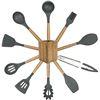 Image 1 : Lot of 1 Silicone Kitchen Cooking Utensil Set - Black Colour w/ Wooden Handles - Brand New! 11PCS