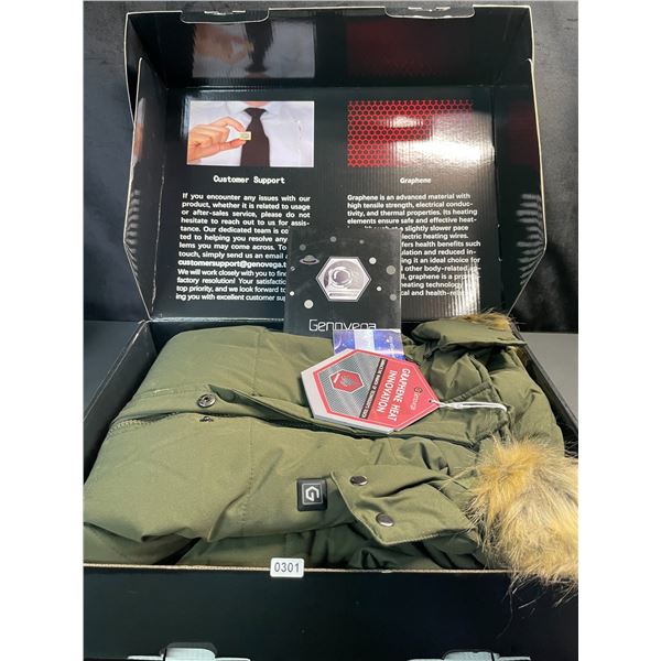 Lot of 1 Genovega Graphene Heated Jacket w/ Detachable Fur Hood - Size Medium