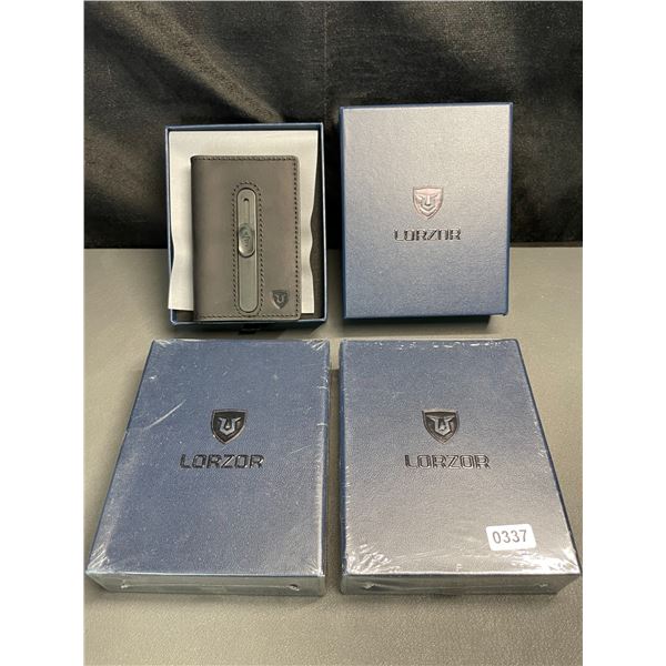 Lot of 3 Lorzor Mens Smart Leather Wallets with Airtag Holder - Sleek Pop-Up Wallets For Men - New!