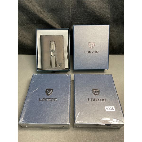 Lot of 3 Lorzor Mens Smart Leather Wallets with Airtag Holder - Sleek Pop-Up Wallets For Men - New!