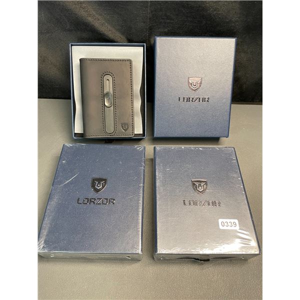 Lot of 3 Lorzor Mens Smart Leather Wallets with Airtag Holder - Sleek Pop-Up Wallets For Men - New!