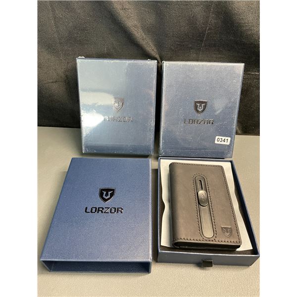 Lot of 3 Lorzor Mens Smart Leather Wallets with Airtag Holder - Sleek Pop-Up Wallets For Men - New!