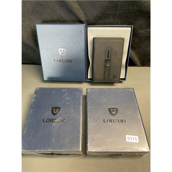 Lot of 3 Lorzor Mens Smart Leather Wallets with Airtag Holder - Sleek Pop-Up Wallets For Men - New!