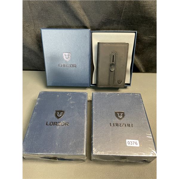 Lot of 3 Lorzor Mens Smart Leather Wallets with Airtag Holder - Sleek Pop-Up Wallets For Men - New!