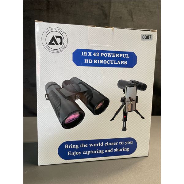 Lot of 1 Pair of Adasion 12x42 Powerful HD Binoculars - Brand New!