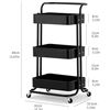 Image 2 : Lot of 1 3-Tier Metal Utility Rolling Cart/Storage Cart with Handle - Black - Brand New
