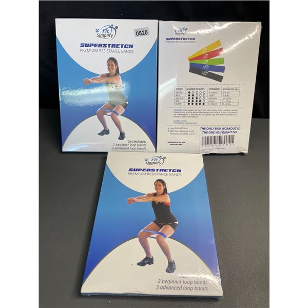 Lot of 3 Packs of Superstretch Premium Resistance Bands/Workout Bands - Brand New