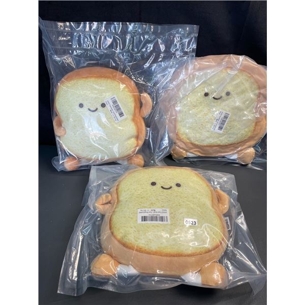 Lot of 3 Cartooon Toast Plushies - Brand New
