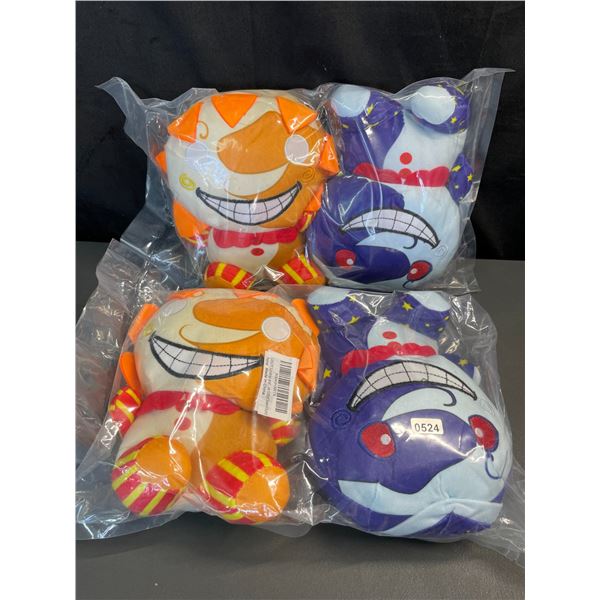 Lot of 2 Packs of Clown + Sun Cartoon Character Plushies - 2PCS Each/4 Total