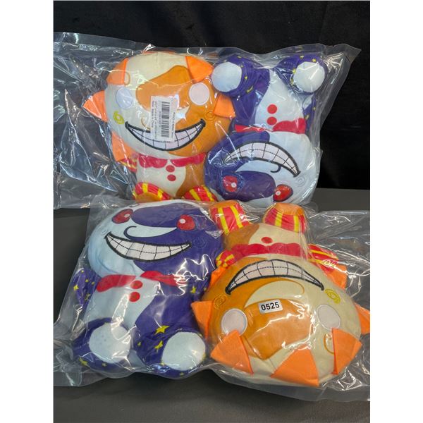 Lot of 2 Packs of Clown + Sun Cartoon Character Plushies - 2PCS Each/4 Total