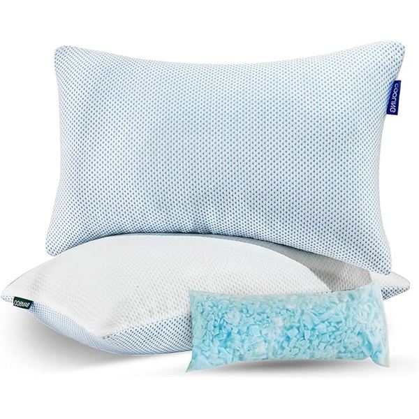 Lot of Bravbowerry Shredded Memory Foam Cooling Pillows - Queen Size - 2 Pillows - BRAND NEW!