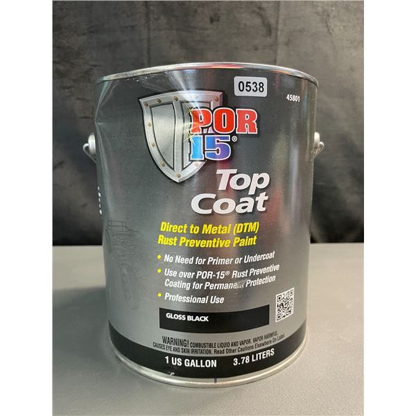 Lot of 1 Can of Por15 Top Coat Direct to Metal (DTM) Rust Prevention Paint - Gloss Black - 1 Gallon