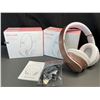 Image 2 : Lot of 2 Glynzak Wireless Over-Ear Headphones w/ 65hr Music/Talk Time! Rose Gold - Brand New!