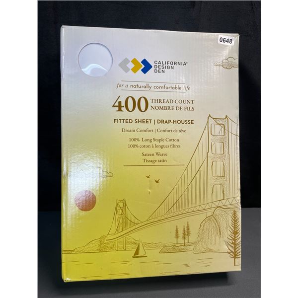 Lot of 1 California Design Den 400 Thread Count King Size Sheet Set - Creamy White - Brand New