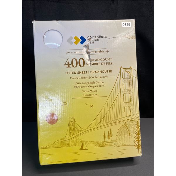 Lot of 1 California Design Den 400 Thread Count King Size Sheet Set - Creamy White - Brand New