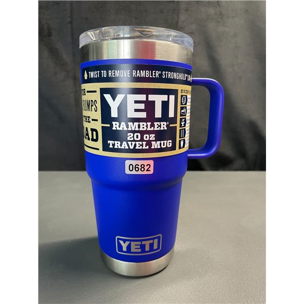 Lot of 1 YETI Rambler 20oz Travel Mug- Bright Blue - Brand New!