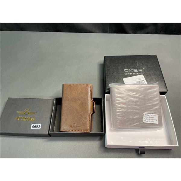 Lot of 2 Assorted Mens Wallets - Brand New - Brown Leather