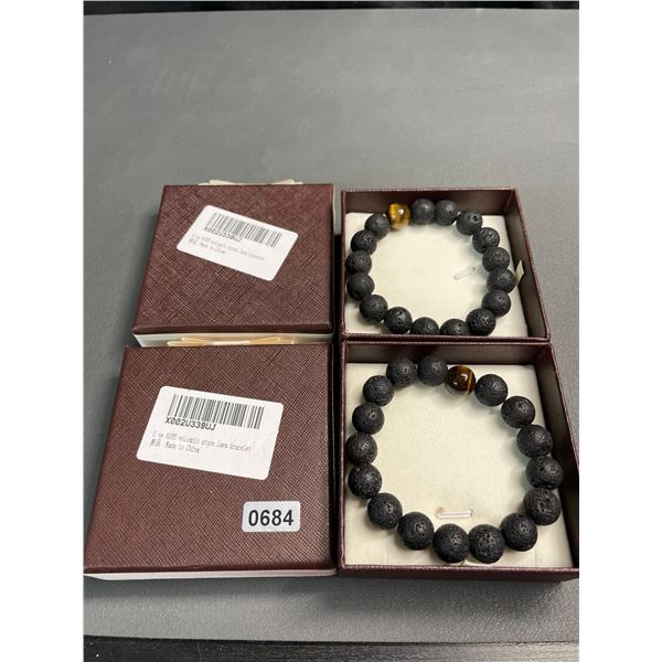 Lot of 2 Volcanic Stone/Lava Stone Bracelets - Brand New