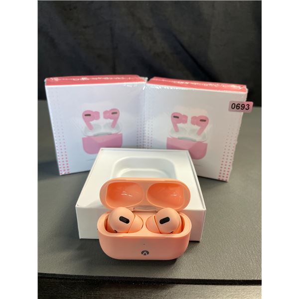 Lot of 2 Pairs of Accent Airbuds Pro Pink Wireless Bluetooth Earbuds - Brand New