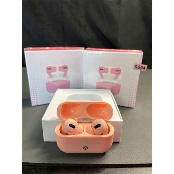Lot of 2 Pairs of Accent Airbuds Pro Pink Wireless Bluetooth Earbuds - Brand New