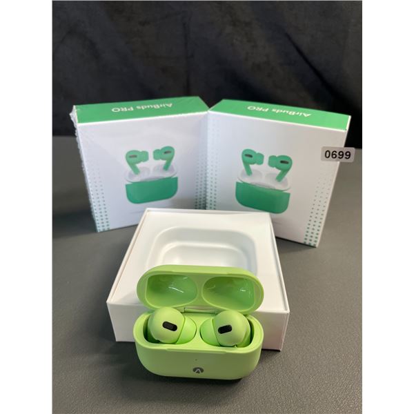 Lot of 2 Pairs of Accent Airbuds Pro Green Wireless Bluetooth Earbuds - Brand New