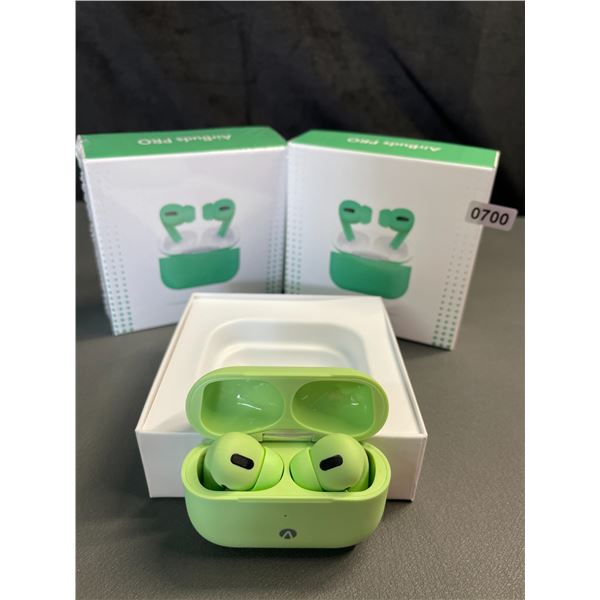 Lot of 2 Pairs of Accent Airbuds Pro Green Wireless Bluetooth Earbuds - Brand New