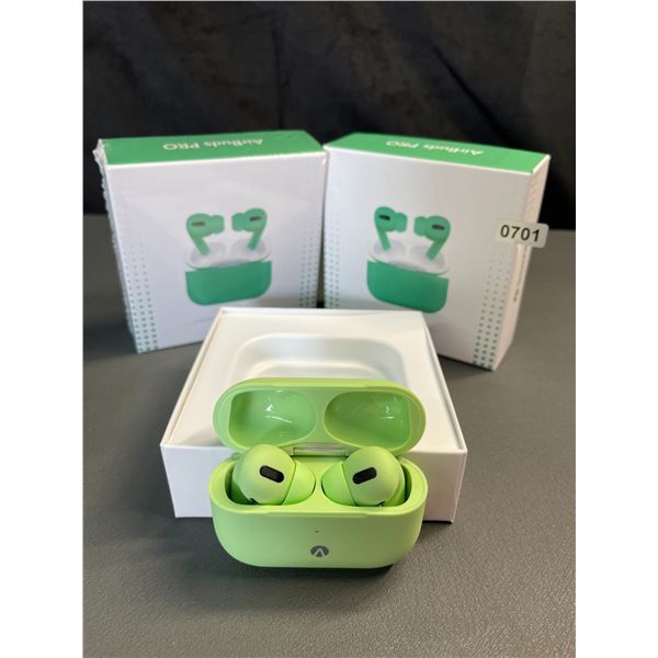Lot of 2 Pairs of Accent Airbuds Pro Green Wireless Bluetooth Earbuds - Brand New