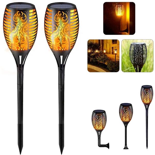 Lot of 2 Boxes of Solar Torch Flame Lights for Lawn/Gardens - 2 Per Box/4 Total - Brand New