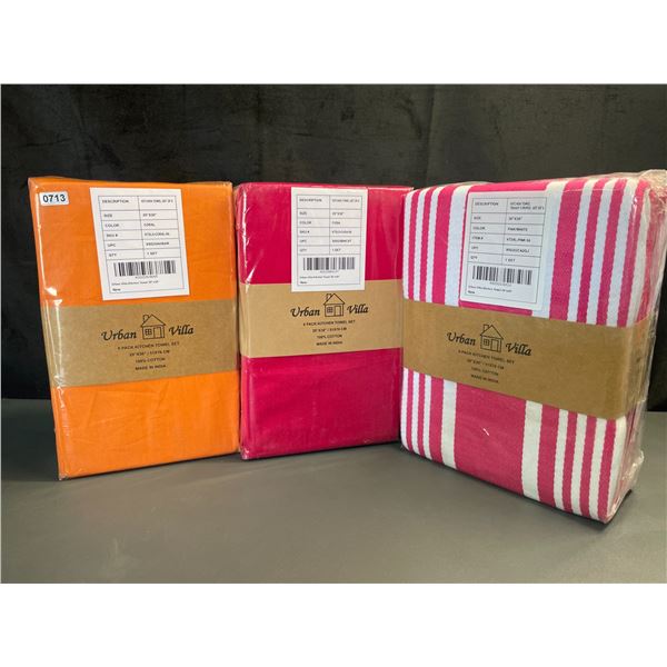 Lot of 3 Multi-Packs of Urban Villa Premium Oversized Napkins/Cloths - 18 Total! 20x30in - New