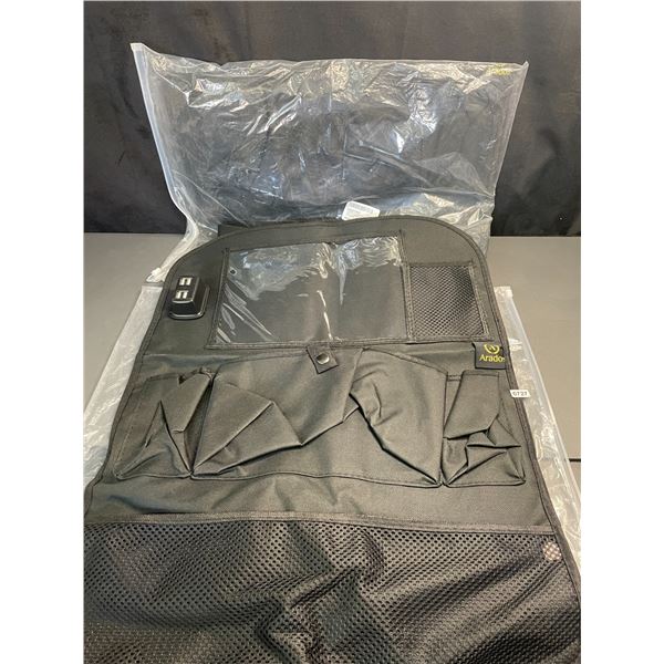 Lot of 2 Car Backseat Organizers/Storage Pouches w/ 4 USB Charging Hubs & Tablet Holder - New