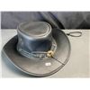 Image 1 : Lot of 1 Handmade Genuine Steer Hide Leather Cowboy Hat - Austrailian Made - Brand New