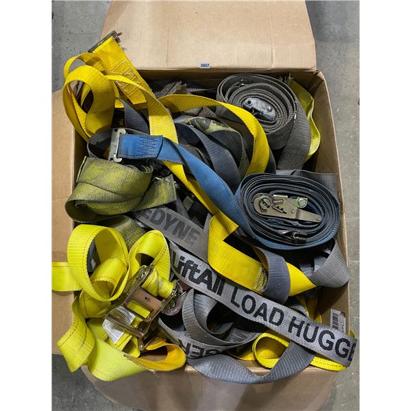 Lot of 1 Large Box Full of Assorted Ratchet Straps - Used/As Is