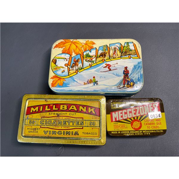 Lot of 3 Asssorted Vintage Tins - Used