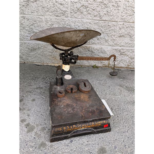 Lot of 1 Vintage Antique B.S and M Scale CO. Cast Iron Platform Basket Scale